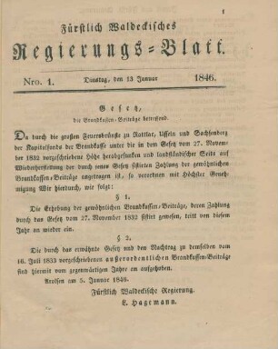 13. Januar-15. December = Nro. 1-22