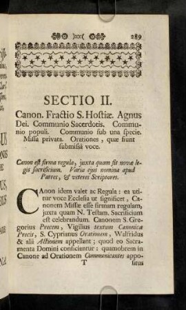 289-304, Canon. Fractio S. Hostiae. Agnus Dei; ...