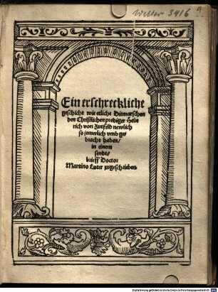 Ain erschrockliche geschicht, wie etliche Ditmarschen den Christlichen prediger Haynrich von Zutfeld newlich so jemerlich umgebracht haben