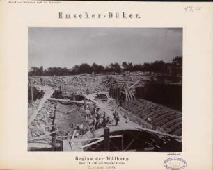 Dortmund-Ems-Kanal. Emscher-Durchlass unter dem Stichkanal nach Herne, Dortmund: Sog. Emscher-Düker. Ausführung der Gewölbe