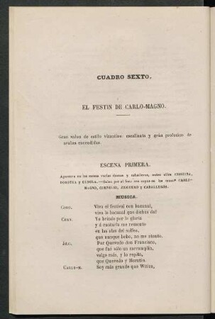 Cuadro sexto. - El festin de Carlo-Magno.
