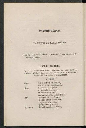 Cuadro sexto. - El festin de Carlo-Magno.