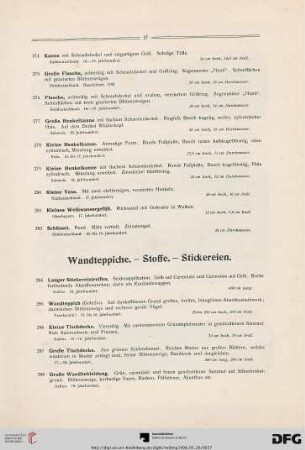 Wandteppiche. – Stoffe. – Stickereien (Nr. 284-299)