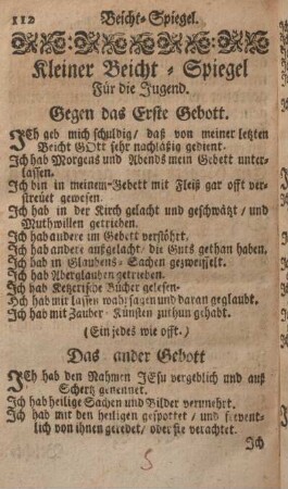 Kleiner Beicht-Spiegel für die Jugend.