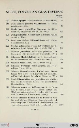 Silber, Porzellan, Glas, Diverses (Nr. 297-323)