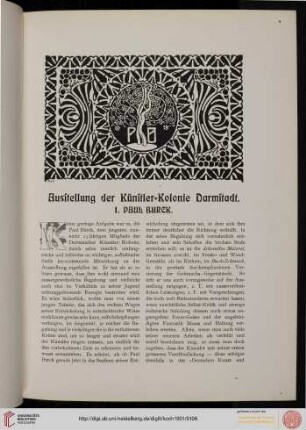 Ausstellung der Künstler-Kolonie Darmstadt. I. Paul Buerck