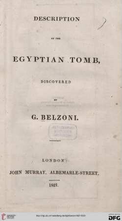 Description of the Egyptian Tomb