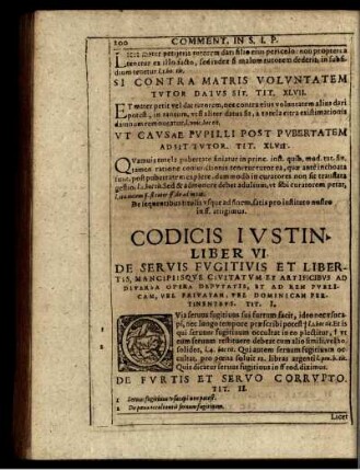 Codicis Iustin. Liber VI