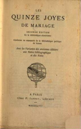 Les quinze joyes [joies] de mariage