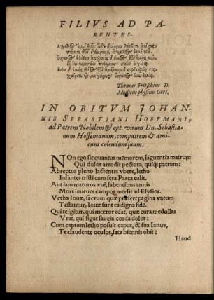 Filius Ad Parentes.