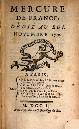 Mercure de France. 1750, 11