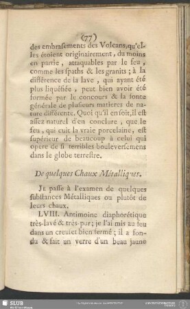 De quelques Chaux Métalliques