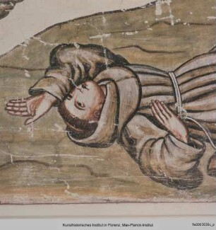 Szenen der Vita des heiligen Franziskus : Der heilige Franziskus erscheint den Mönchen im Triumphwagen