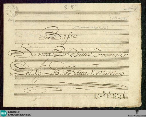Sonatas - Mus. Hs. 839 : fl, b; C