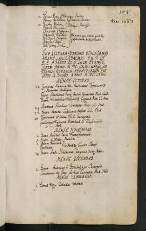 Winterhalbjahr 1663/1664. Rektorat Wolfgang Adam Lauterbach