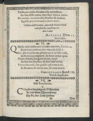 Beiträger VII. Ode Trochaica.