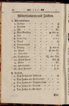 Abbreviaturen und Zeichen.
