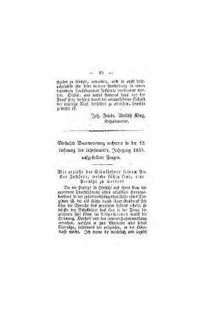 Versuchte Beantwortung mehrerer in der 12. Lieferung des Lichtfreund's, Jahrgang 1833. aufgestellte Fragen