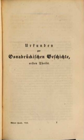 Justus Möser's sämmtliche Werke, 8. Osnabrückische Geschichte. Theil 4. Urkunden