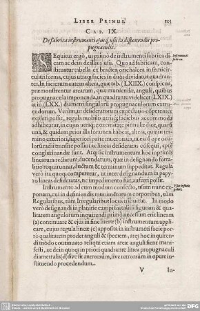 CAP. IX. De fabrica instrumenti ejusque, usu in disponendis propugnaculis.