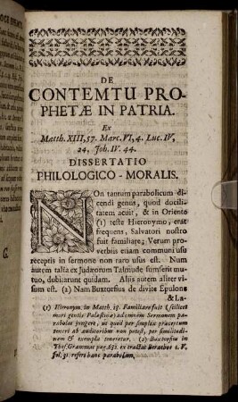 De Contemtu Prophetæ In Patria.