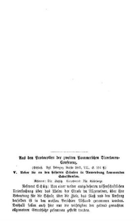 Aus den Protocollen der zweiten Pommerschen Directoren-Conferenz