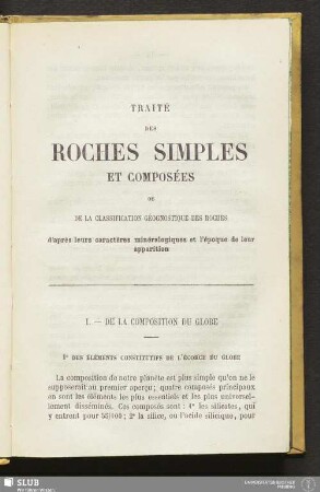 I. De la composition du globe