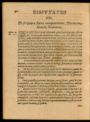 Disputatio IIII. De scripturae Sacrae interpretatione, Decretum Concilii Tridentini.
