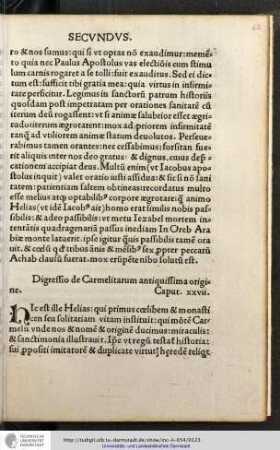 Digressio de Carmelitarum antiquissima origine.