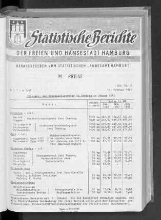 Erzeuger- und Großhandelspreise in Hamburg im Januar 1963 : Lfd. Nr. 6