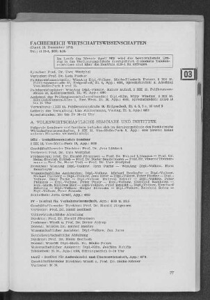 Fachbereich Wirtschaftswissenschaften