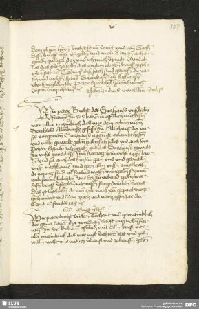 107r-107v: Stift Rohr verkauft Hainreich Gehenstainer eine Pfründe auf Lebzeiten
