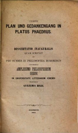 Über Plan und Gedankengang in Platos Phaedrus