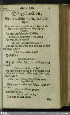 Die 38. Lection, Von der Auferstehung des Fleisches