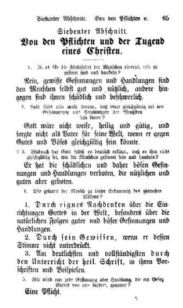 Siebenter Abschnitt. Von den Pflichten und der Tugend eines Christen