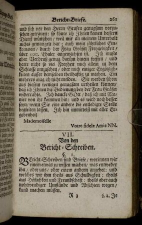 VII. Von den Bericht-Schreiben.
