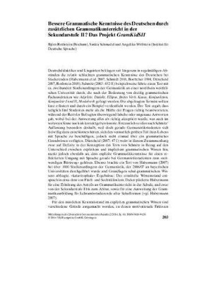 Bessere Grammatische Kenntnisse des Deutschen durch zusätzlichen Grammatikunterricht in der Sekundarstufe II? Das Projekt "GramKidSII"