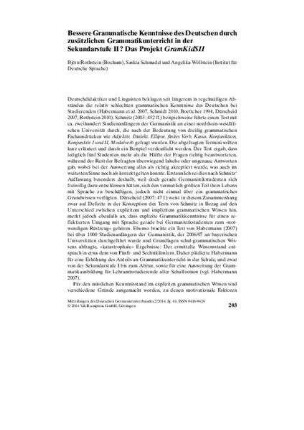 Bessere Grammatische Kenntnisse des Deutschen durch zusätzlichen Grammatikunterricht in der Sekundarstufe II? Das Projekt "GramKidSII"