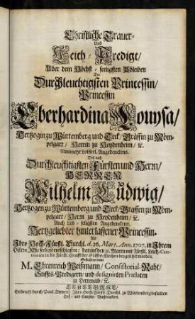 1-28, Schriftliche Trauer= und Leich=Predigt