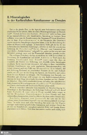 II. Mineralogisches in der Kurfürstlichen Kammer zu Dresden
