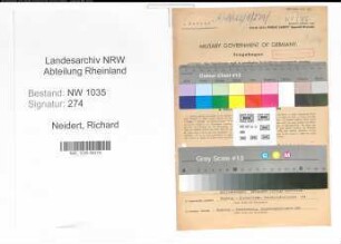 Entnazifizierung Richard Neidert , geb. 19.10.1883 (Versandleiter)