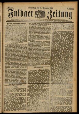 Ausgabe vom Donnerstag, den 24. November 1892.