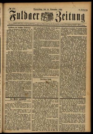 Ausgabe vom Donnerstag, den 24. November 1892.
