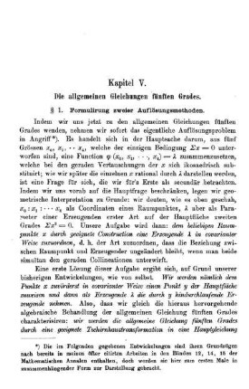 Kapitel V.: Die allgemeinen Gleichungen fünften Grades.