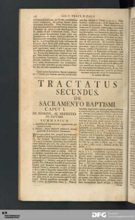 Tractatus Secundus. De Sacramento Baptismi.