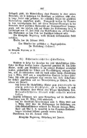 Schulunterricht der Hütekinder : [IV. Elementarschulwesen]
