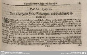 Das XII. Capitel. Von allerhand Feld-Schantzen/ und derselben Einrichtung: