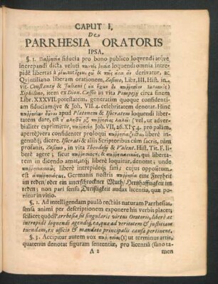 Caput I. De Parrhesia Oratoris Ipsa.