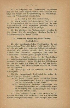 III. Friedliche Schlichtung internationaler Streitigkeiten