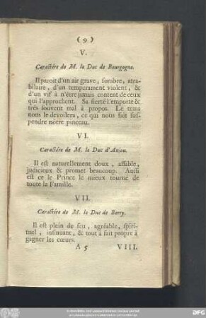 VI. Caractére de M. le Duc d'Anjou.